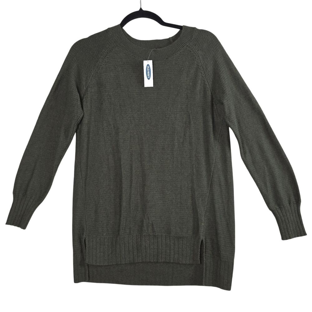 Old Navy Sweater Womens Small Green Crewneck Long Sleeve Knit Casual Minimalist
